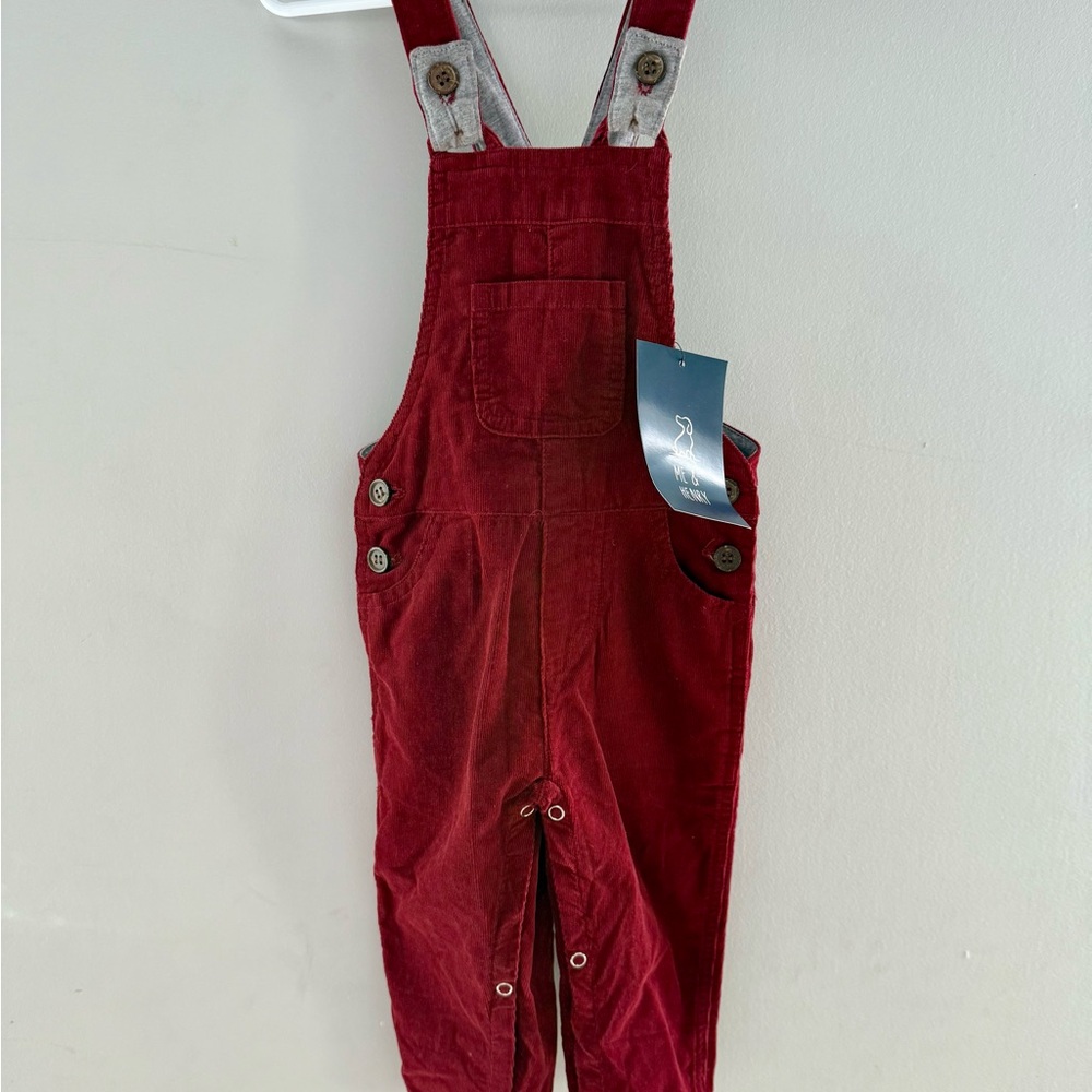 Me & Henry Red Corduroy Overalls